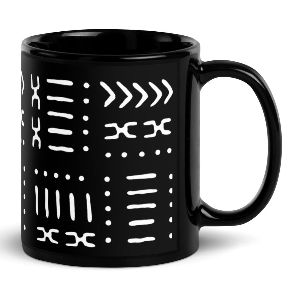 Black White Mud Cloth Pattern Coffee Mug 11 Oz Reflektion Design