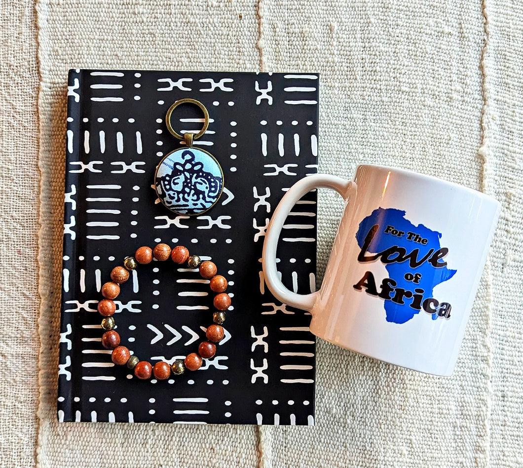 African Pattern Journal Coffee Mug Gift Set - Blue