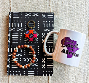 African Pattern Journal Coffee Mug Gift Set - Purple