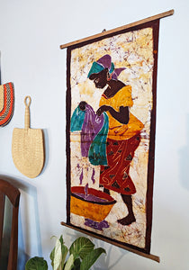 African Washer Woman Batik Fabric Wall Art Style 17