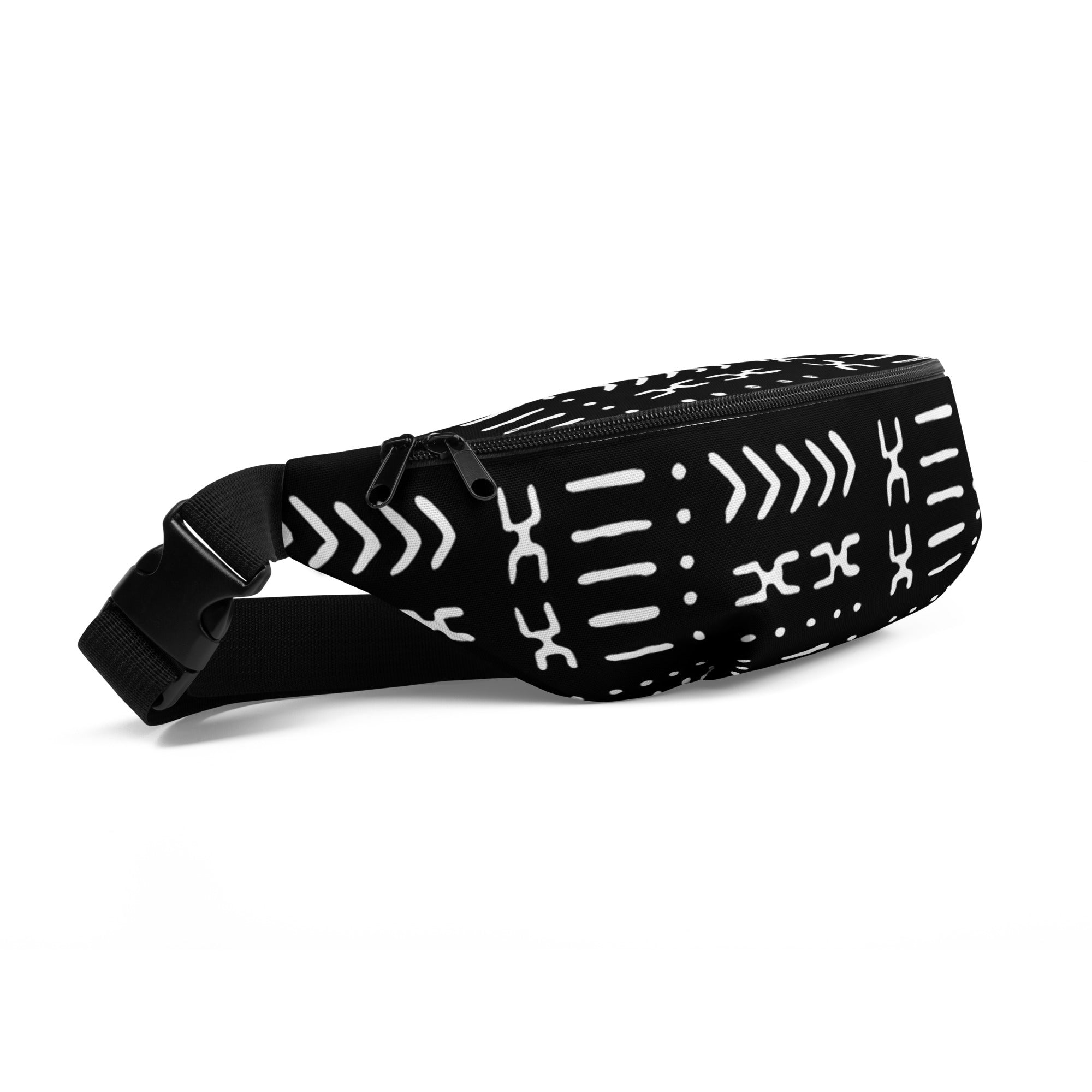 Black Mud Cloth Pattern Fanny Pack