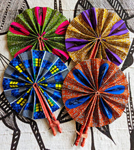 Black White African Fabric Folding Hand Fan