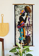 African Mother and Child Batik Fabric Wall Art Style 10