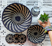 Grand panier africain tissé noir blanc