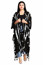 Black White Tie Dye Long Cover Up