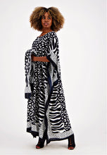 Black White Zebra Leopard Pattern Kaftan