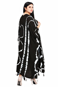 Black White Tie Dye Long Cover Up