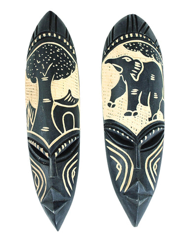 Masque en bois africain éléphant noir petit