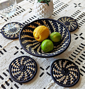 Small Black Basket Drink Coaster Set