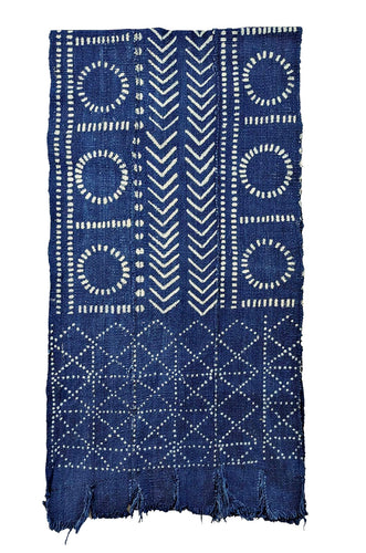 Indigo Blue Mud Cloth Fabric Table Runner or Scarf