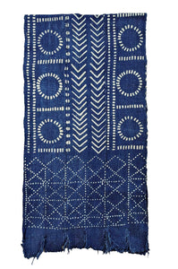 Indigo Blue Mud Cloth Fabric Table Runner or Scarf