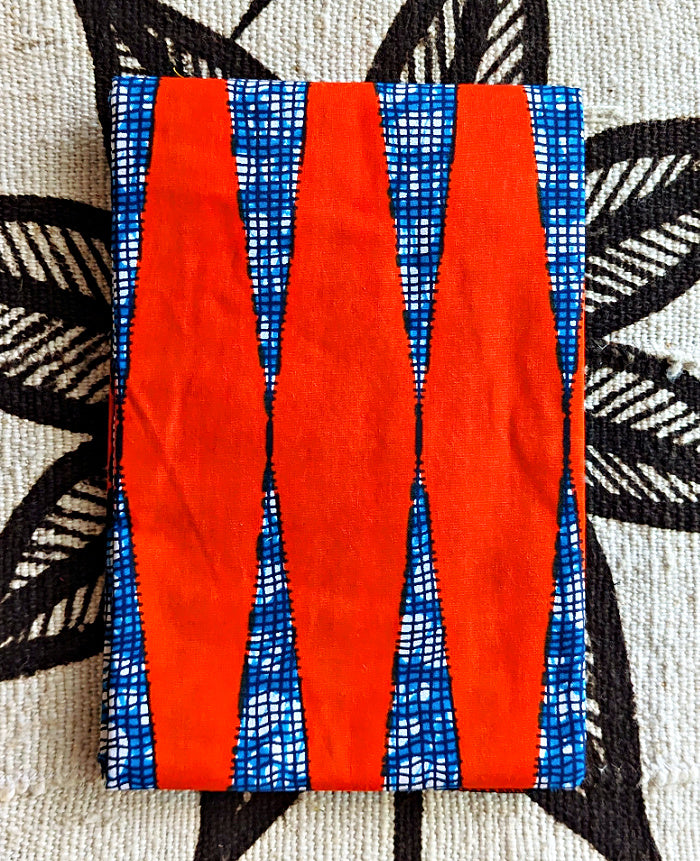 Blue Orange African Print Fabric Head Wrap