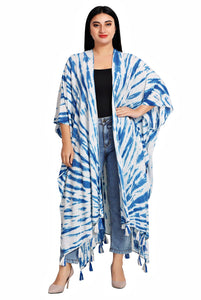 Indigo Blue Tie Dye Long Cover Up