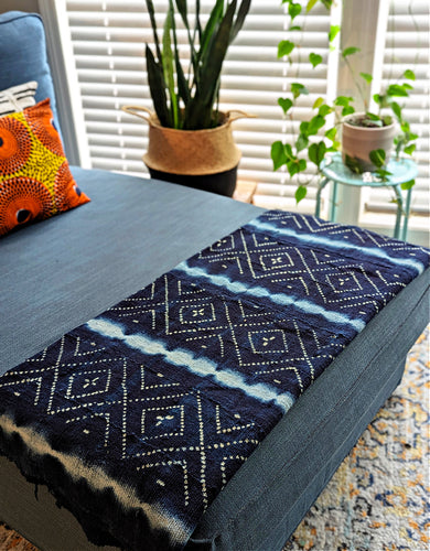 Jeté en tissu de boue noir bleu indigo