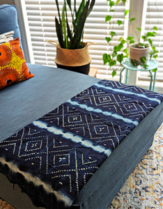 Indigo Blue White Mud Cloth Throw A