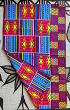 Blue Yellow Red African Print Fabric Head Wrap