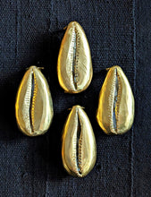 Hand-Carved Brass Cowrie Shell Napkin Rings & Utensil Rests