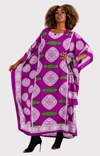 Long Elegant Kaftan Purple Green Socialite