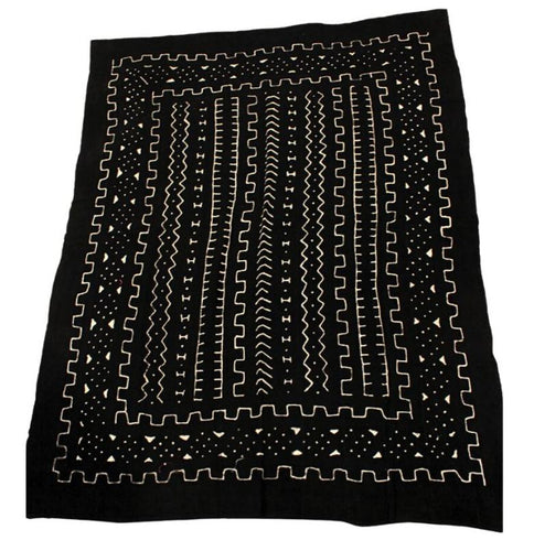 5 x 7 ft Extra Large Black White Mud Cloth Fabric Throw A