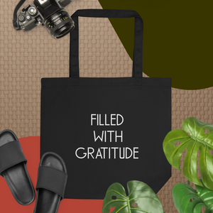 Sac fourre-tout en toile noire Message de gratitude