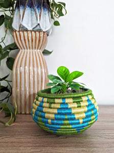 Light Green Woven Sisal Planter Basket
