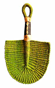 Mini Green Solid Color Woven Grass Hand Fan