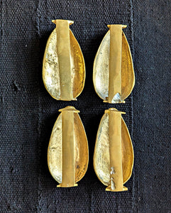 Hand-Carved Brass Cowrie Shell Napkin Rings & Utensil Rests