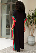 Long Boho Kaftan Black Red Green Irie