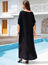 Black Kaftan Dress Embroidered Aztec Design