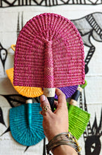 Mini Pink Solid Color Woven Grass Hand Fan