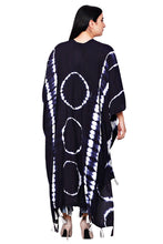 Navy Blue White Tie Dye Long Cover Up