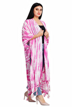 Pink White Tie Dye Long Cover Up