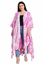 Pink White Tie Dye Long Cover Up