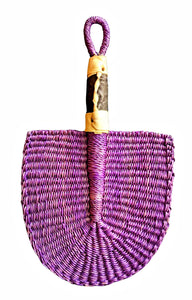 Mini Purple Solid Color Woven Grass Hand Fan