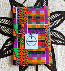 Purple Orange Black African Print Fabric Head Wrap