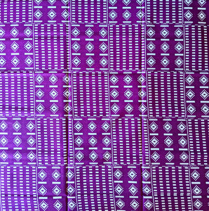 Purple White African Print 2 Yards