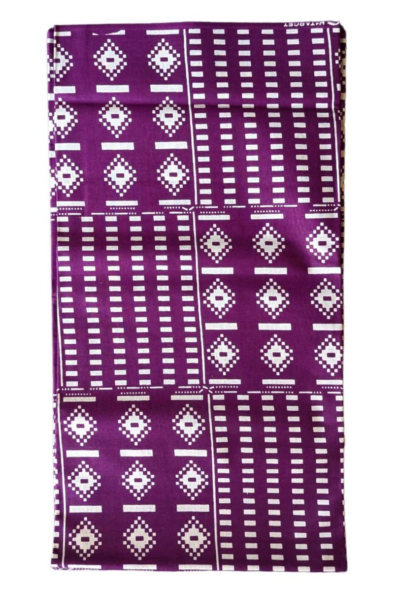 Purple White African Print 2 Yards