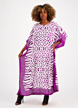 Purple White Zebra Leopard Pattern Kaftan