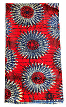 Red Blue African Print Fabric 2 Yards