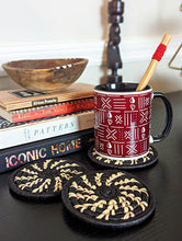 Black Woven Coasters + Red Bead Spoon Set