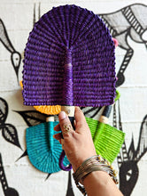 Mini Purple Solid Color Woven Grass Hand Fan