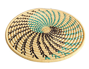 Handmade Raffia Placemat – Teal Spiral Design