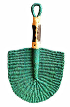 Mini Teal Solid Color Woven Grass Hand Fan