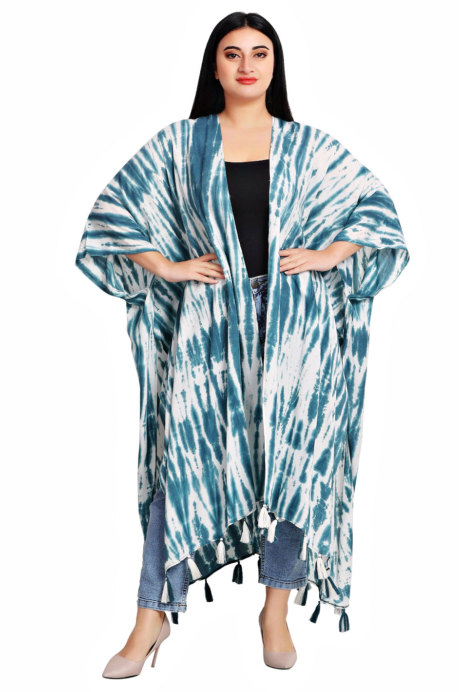 Teal Green Tie Dye Long Cover Up