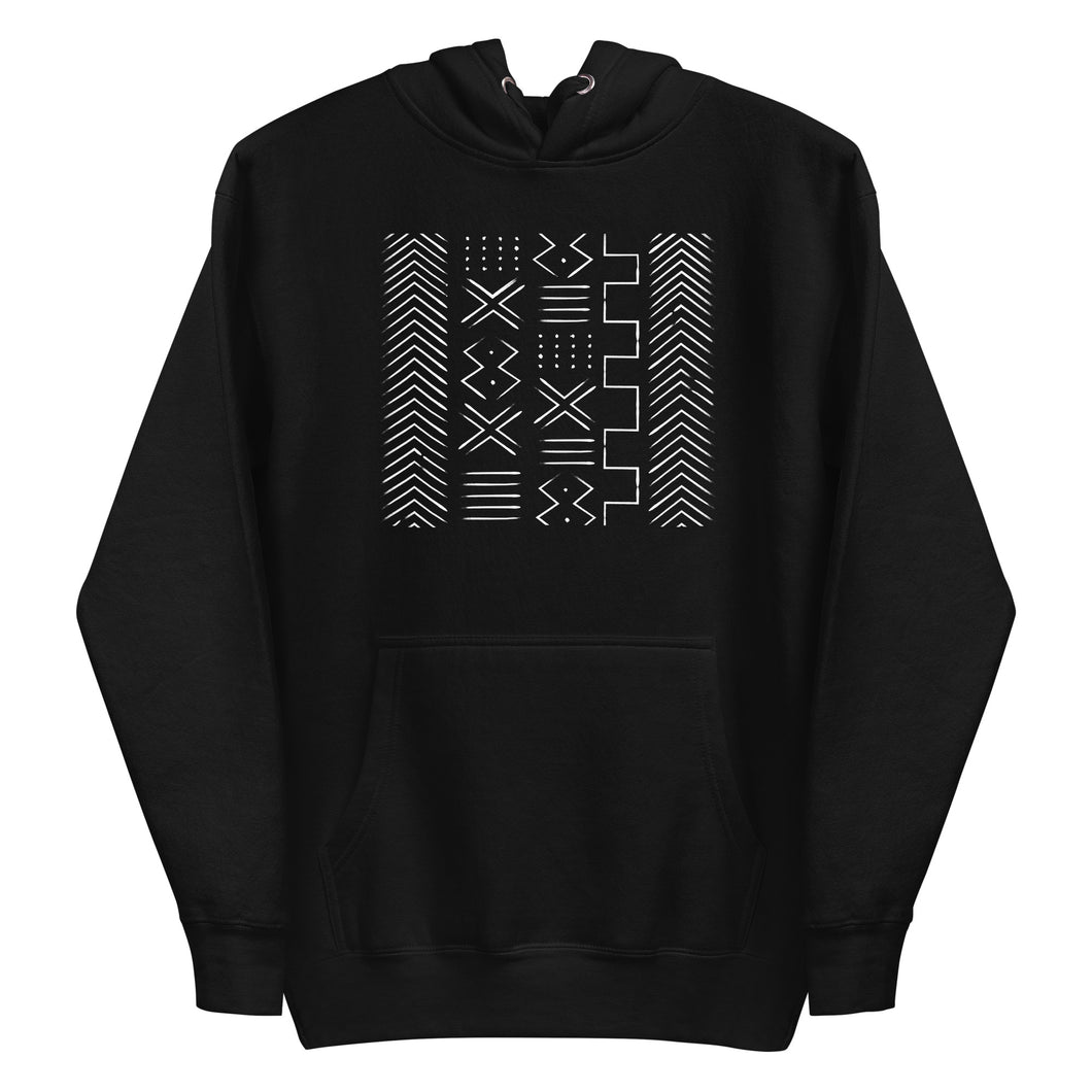 Black White Mud Cloth Pattern Unisex Hoodie