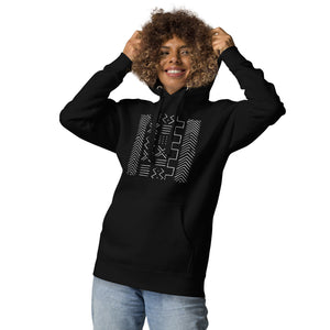 Black White Hoodie African Mud Cloth Pattern Unisex