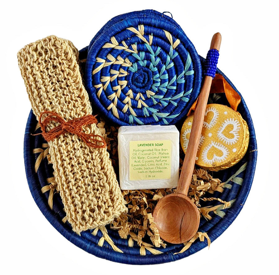 African Treasures Galentine's Day Gift Basket Blue Zen