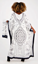 Kaftan White Black Paisley Tunic Cover Up