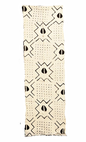 White Black Mud Cloth Fabric Table Runner/Scarf