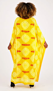 {Imperfections} Long Elegant Kaftan With Scarf Yellow Socialite